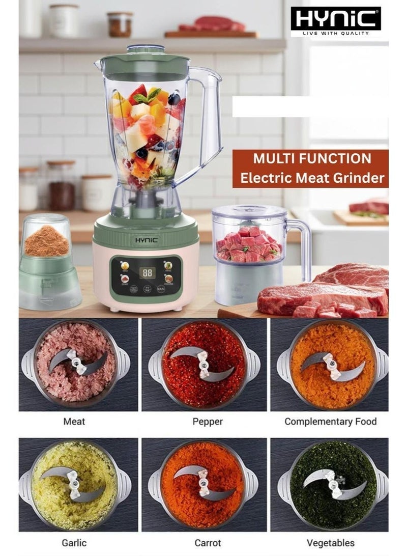 Hynic 3-in-1 Electric Blender & Meat Grinder (800W) | Smart Touch Control Digital Display | 1.8L Unbreakable Jar | Spice Grinder & Food Chopper | Professional Multi-Function Food Processor - Image 2